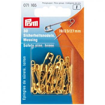 Sicherheitsnadeln 19, 23, 27 mm Messing goldfarbig