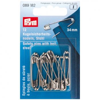Kugel-Sicherheitsnadeln 1 silberfarbig 34 mm