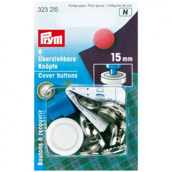 Überziehbare Knöpfe MS silberfarbig 24'' 15 mm