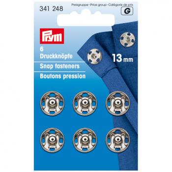 Annäh-Druckknöpfe MS silberfarbig 13 mm