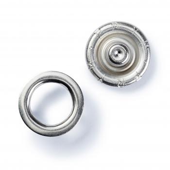 200 Druckknöpfe Jersey Zackenring silber 10 mm