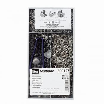 200 Druckknöpfe Jersey Zackenring silber 10 mm