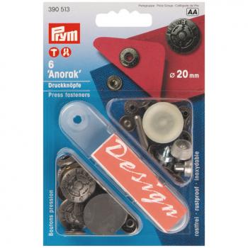 6 Anorak-Druckknöpfe MS Fusion altsilber 20mm