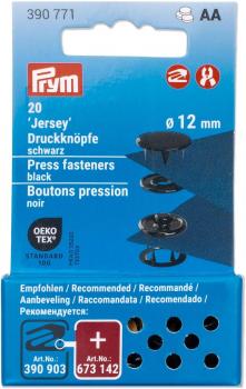 20 Jersey-Druckknöpfe schwarz/gunmetal