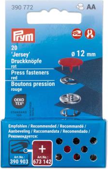 20 Jersey-Druckknöpfe rot/silberfarbig