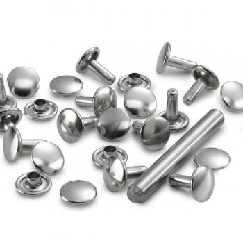 15 Hohlnieten 4-6 mm Klemmber. 9mm MS silber