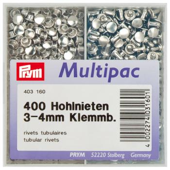 Hohlnieten 3-4 mm 7,5 mm Silberf. Messing