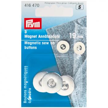 Magnet-Annähknöpfe 19 mm silberfarbig