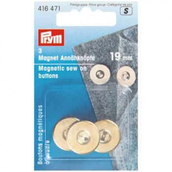 Magnet-Annähknöpfe 19 mm goldfarbig