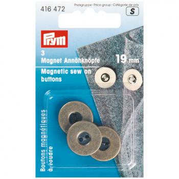 Magnet-Annähknöpfe 19 mm altmessing
