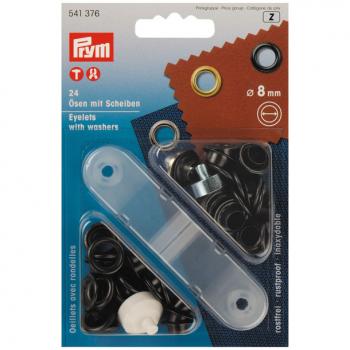 24 Ösen und Scheiben MS brüniert 8,0 mm