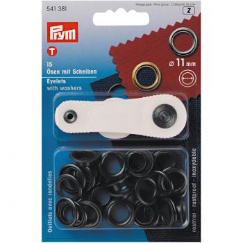 15 Ösen mit Scheiben 11 mm brüniert
