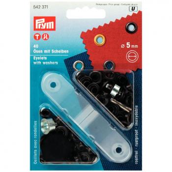 40 Ösen und Scheiben MS 5mm brüniert