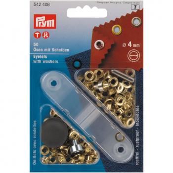 50 Ösen und Scheiben goldfarbig 4,0 mm