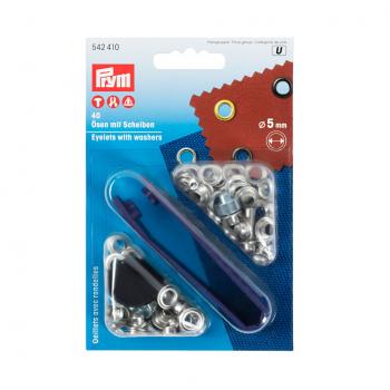 40 Ösen und Scheiben MS silberfarbig 5,0 mm