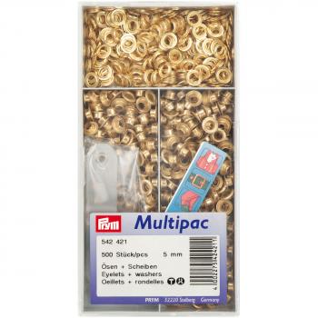 500 Ösen und Scheiben goldfarbig 5,0 mm