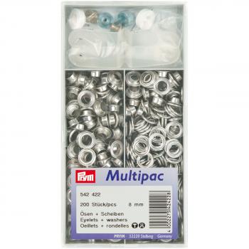 200 Ösen und Scheiben silberfarbig 8,0 mm