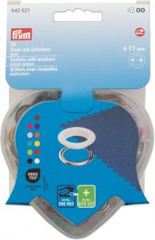 55 Ösen und Scheiben bunt gemischt 11 mm