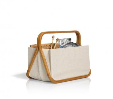 Fold & Store Basket canvas & bamboo natur