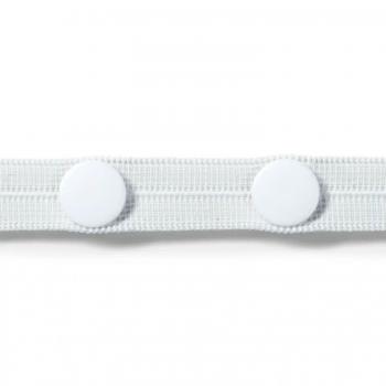 Knopfloch-Elastic m. 3 Knöpfen, 12 mm weiß