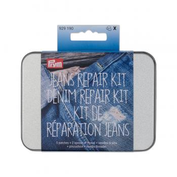 Preview: Jeans Repair Kit mit Flicken und Nadeln, Garn