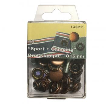 10 Ringfederdruckknöpfe "S+C" altkupfer 15 mm