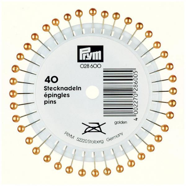 Perlkopf-Stecknadeln goldfarbig 0,58 x 40 mm