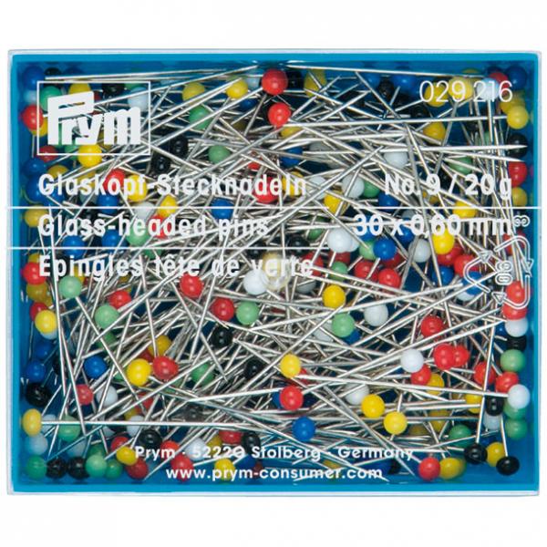 Glaskopfnadeln ST 9 bunt 0,60 x 30 mm
