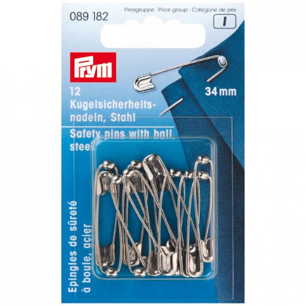 Kugel-Sicherheitsnadeln 1 silberfarbig 34 mm