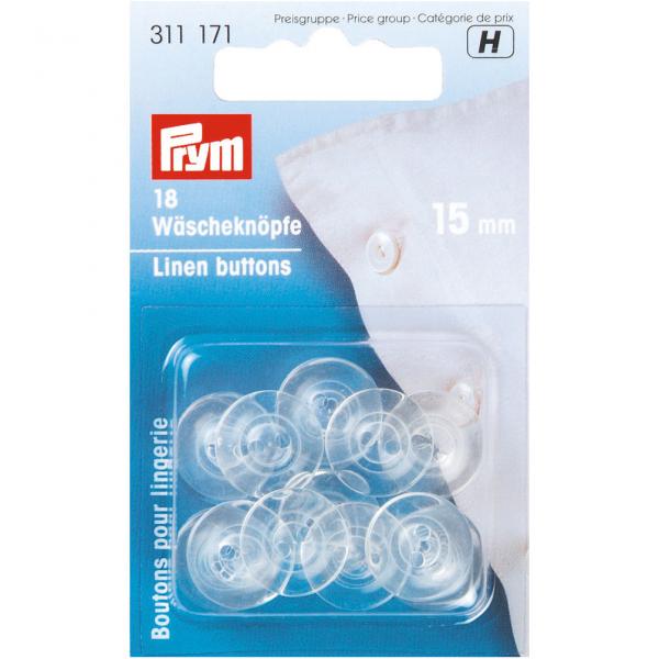 Wäscheknöpfe Polyester 24'' 15 mm transparent