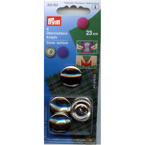 Überziehbare Knöpfe MS silber 36'' 23 mm ohne Werkzeuge