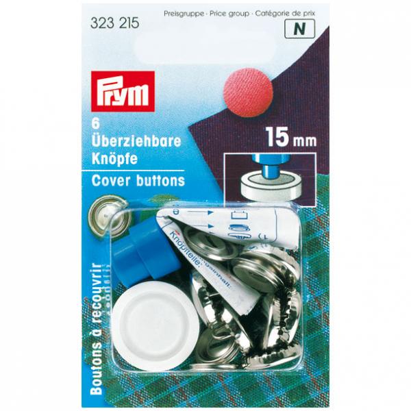 Überziehbare Knöpfe MS silberfarbig 24'' 15 mm