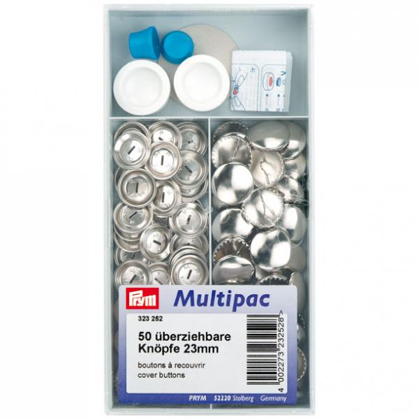 Überziehbare Knöpfe MS silber 36" 23 mm mit Werkzeug