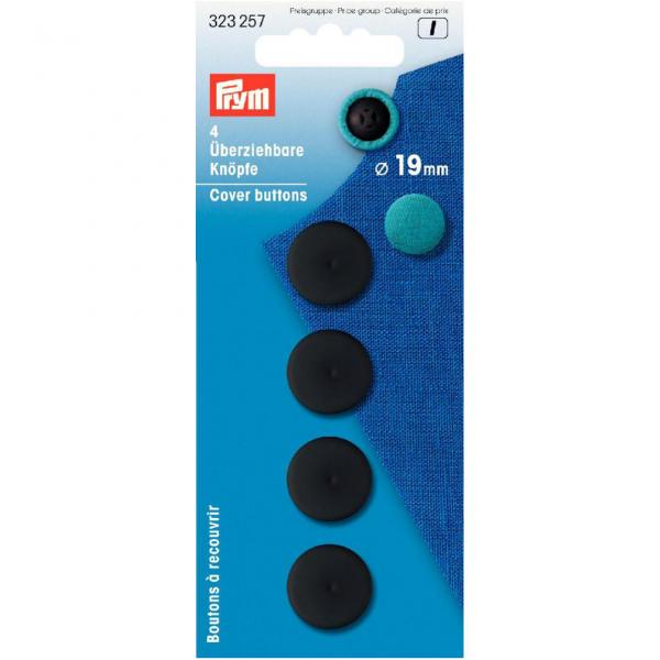 Überziehbare Knöpfe KST 19 mm schwarz