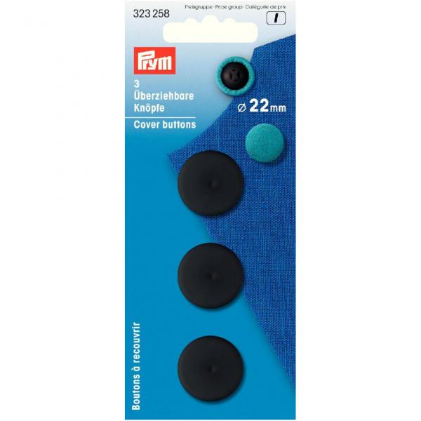 Überziehbare Knöpfe KST 22 mm schwarz