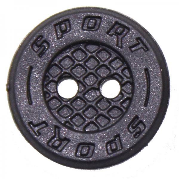 Knopf 2-Loch 14 mm aus Gummi schwarz