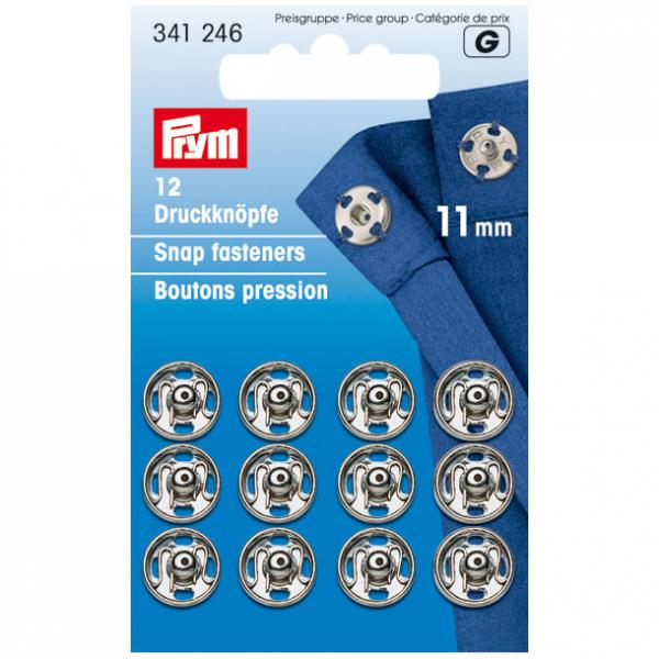 Annäh-Druckknöpfe MS silberfarbig 11 mm