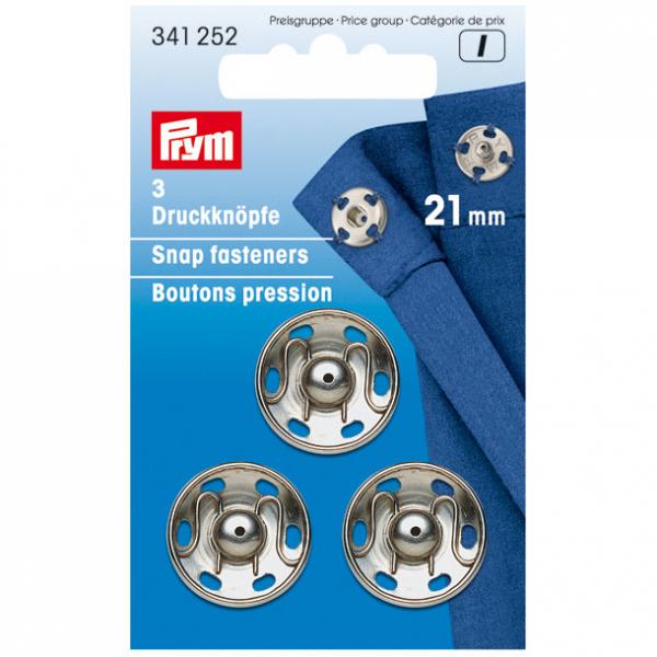 Annäh-Druckknöpfe MS silberfarbig 21 mm
