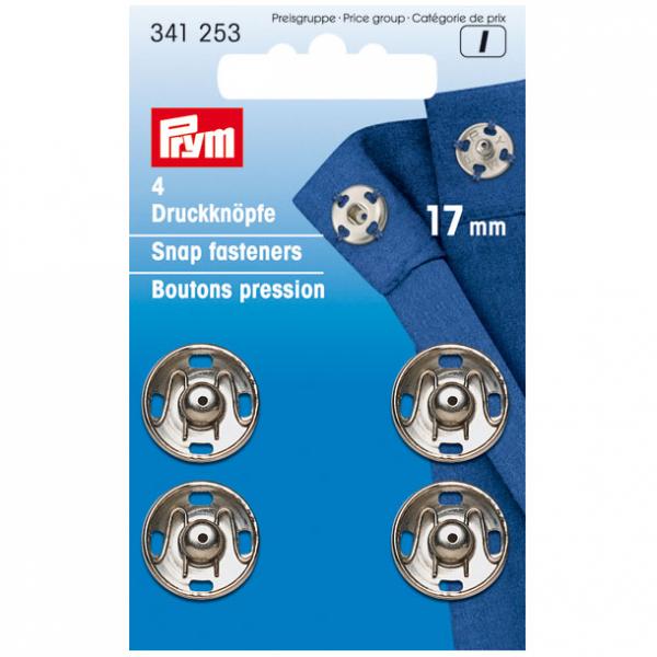 Annäh-Druckknöpfe MS silberfarbig 17 mm