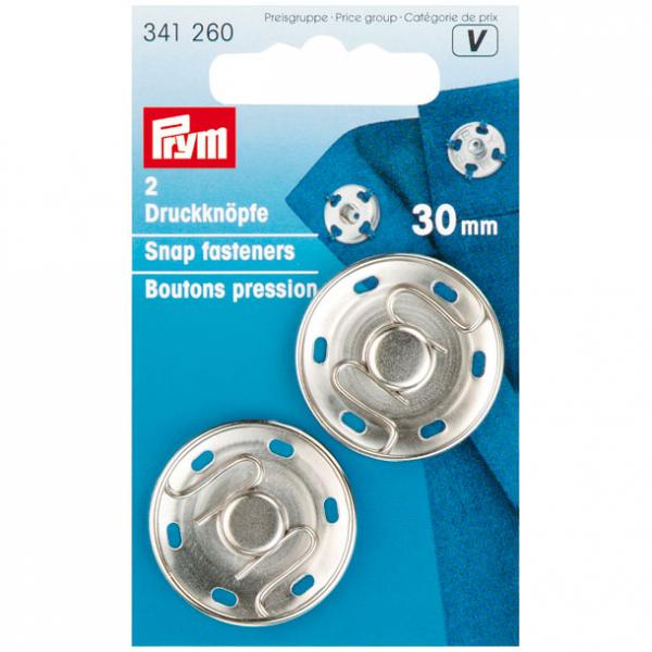 Annäh-Druckknöpfe MS 30mm silberfarbig