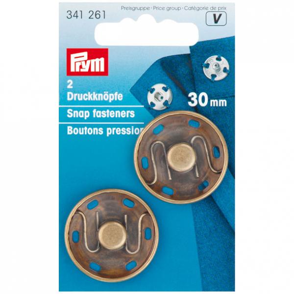 Annäh-Druckknöpfe MS 30mm altmessing