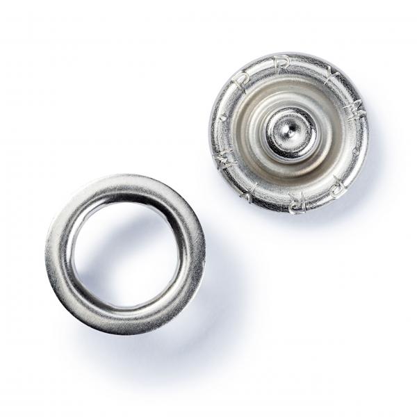 200 Druckknöpfe Jersey Zackenring silber 10 mm