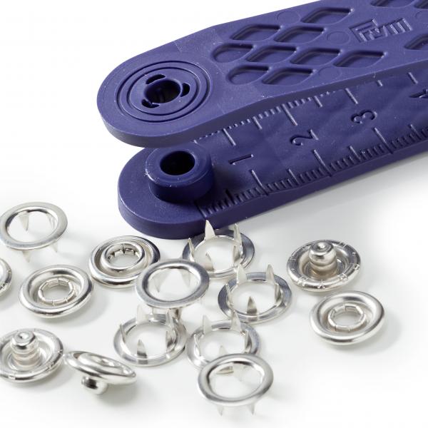 200 Druckknöpfe Jersey Zackenring silber 10 mm