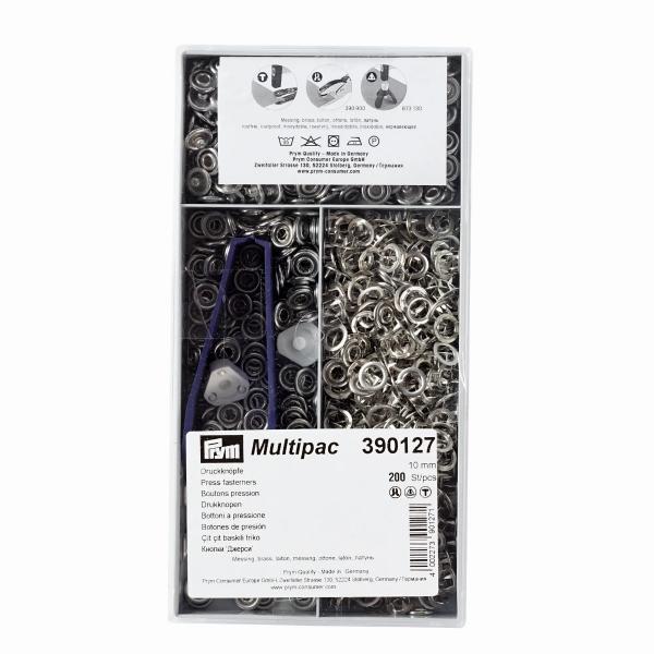 200 Druckknöpfe Jersey Zackenring silber 10 mm