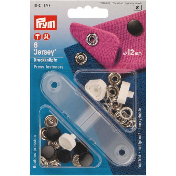 6 Druckknöpfe JERSEY MS glatte Kappe schwarz 12 mm