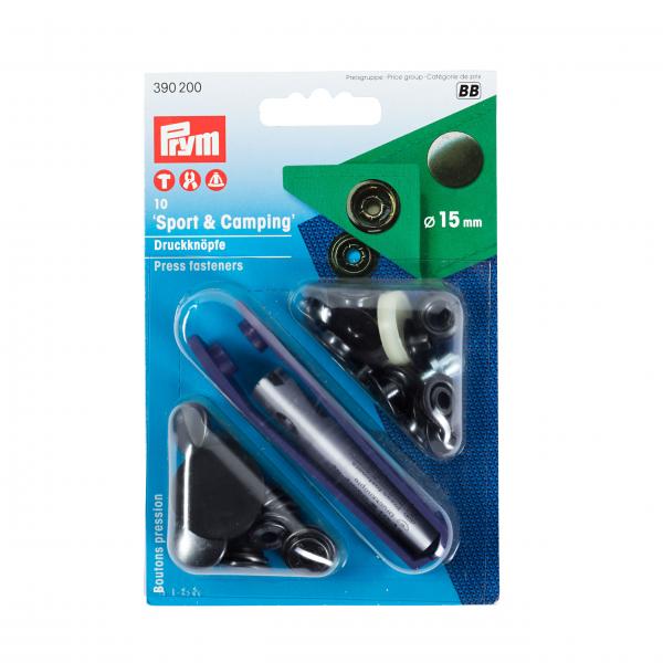 10 Druckknöpfe Sport & Camping 15mm brüniert
