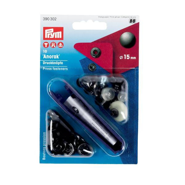 10 Anorak-Druckknöpfe 15 mm Messing