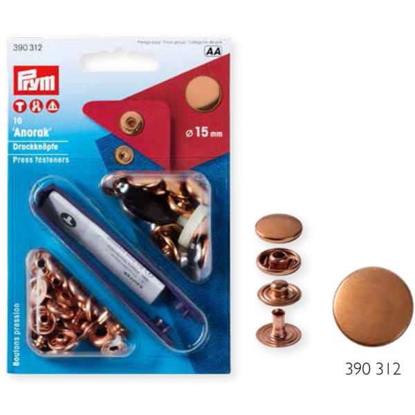 Anorak-Druckknopf 15 mm kupfer Nähfrei