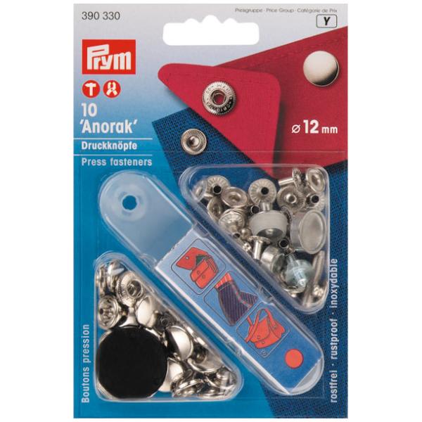 10 Anorak-Druckknöpfe 12 mm Messing