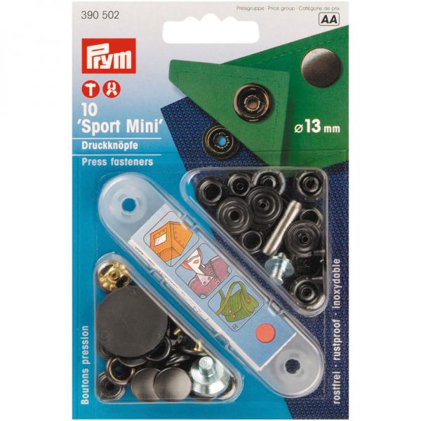 10 Druckknöpfe Sport-Mini 13 mm brüniert von Prym